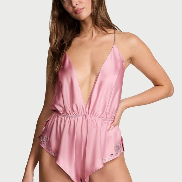 S Victoria's Secret Fashion Show Plunge Teddy Romper Rhinestones NWT - Picture 3 of 4